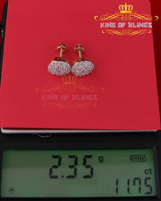 King of Bling's Aretes Para Hombre 925 Yellow Silver 1.86ct Cubic Zirconia Round Women's Earring KING OF BLINGS