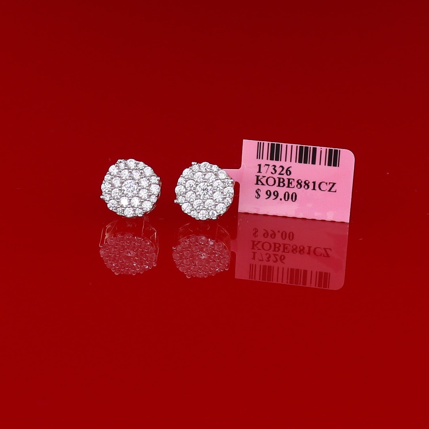 King of Bling's Aretes Para Hombre 925 Yellow Silver 1.20ct Cubic Zirconia Round Women's Earrings KING OF BLINGS