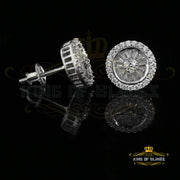 King of Blings- 0.52ct Cubic Zirconia 925 White Sterling Silver Women's Hip Hop Round Earrings KING OF BLINGS