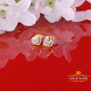King of Blings-Aretes Para Hombre Heart 925 Yellow Silver 0.05ct Diamond Women & Men Earring KING OF BLINGS