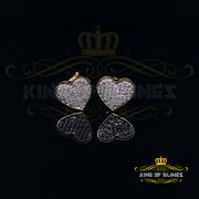 King of Blings-Aretes Para Hombre Heart 925 Yellow Silver 0.25ct Diamond Women's /Men's Earring KING OF BLINGS