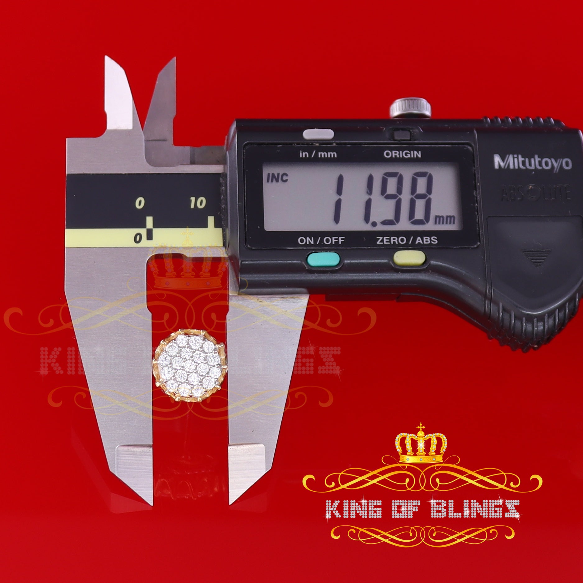 King of Bling's Hip Hop Yellow 925 Silver 2.04ct Cubic Zirconia Women's & Men's Floral Earrings KING OF BLINGS