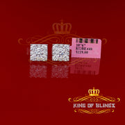 King of Blings- White 2.28ct Cubic Zirconia 925 Sterling Silver Hip Hop Square Ladies Earrings KING OF BLINGS