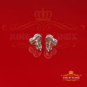 King Of Bling's Aretes Para Hombre Heart 925 White Silver 0.25ct Diamond Women's /Men's Earrings KING OF BLINGS