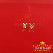 King of Bling's Women's 0.17ct Cubic Zirconia Butterfly Stud Earrings Yellow 925 Sterling Silver KING OF BLINGS
