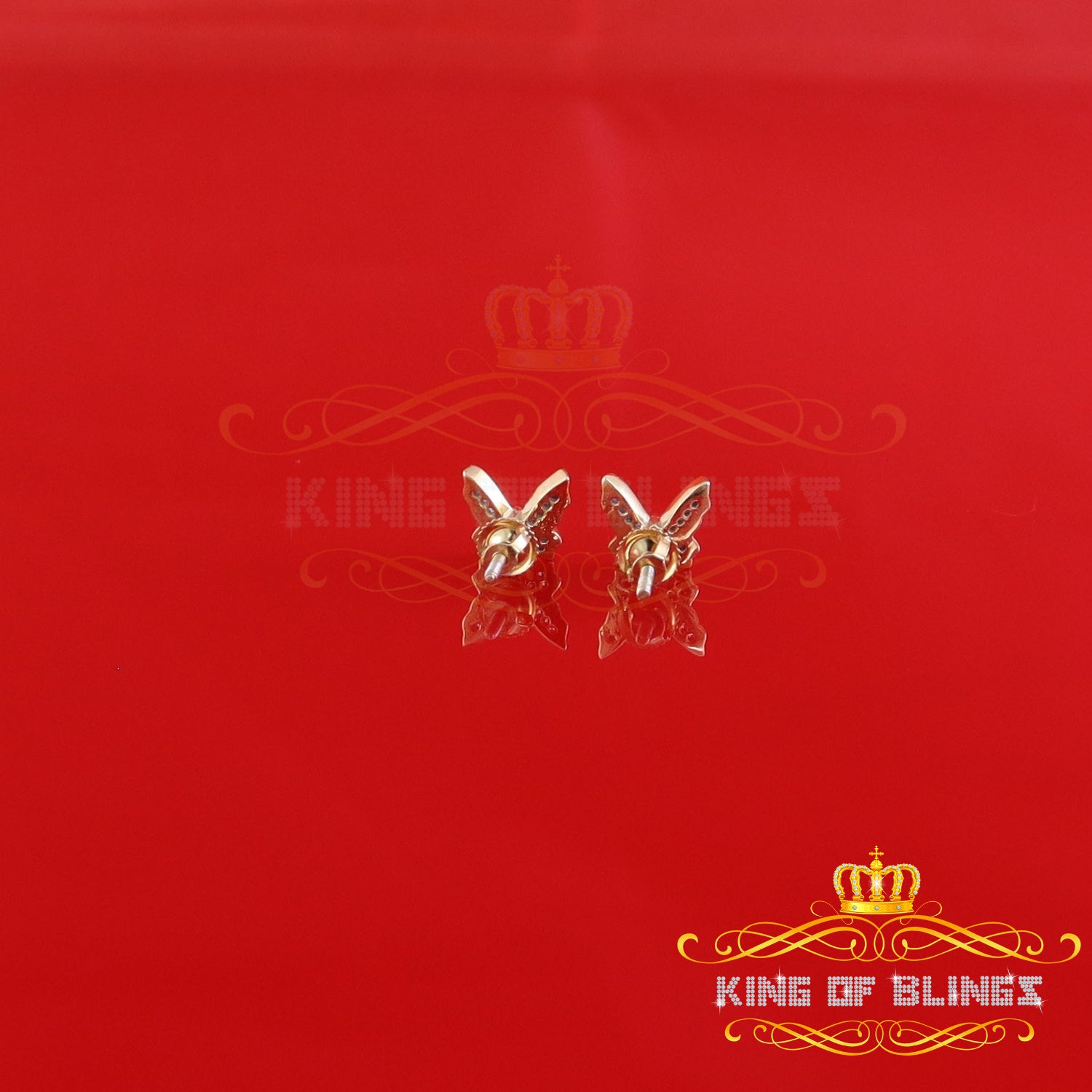 King of Bling's Women's 0.17ct Cubic Zirconia Butterfly Stud Earrings Yellow 925 Sterling Silver KING OF BLINGS