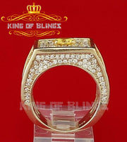 King Of Bling's 925 Yellow 9.50ct Cubic Zirconia Silver Square Womens Fashion Ring From Size 7 KING OF BLINGS