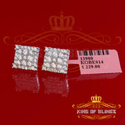 King of Blings- 925 White Sterling Silver 0.96ct Cubic Zirconia Women's & Men's Square Earrings KING OF BLINGS