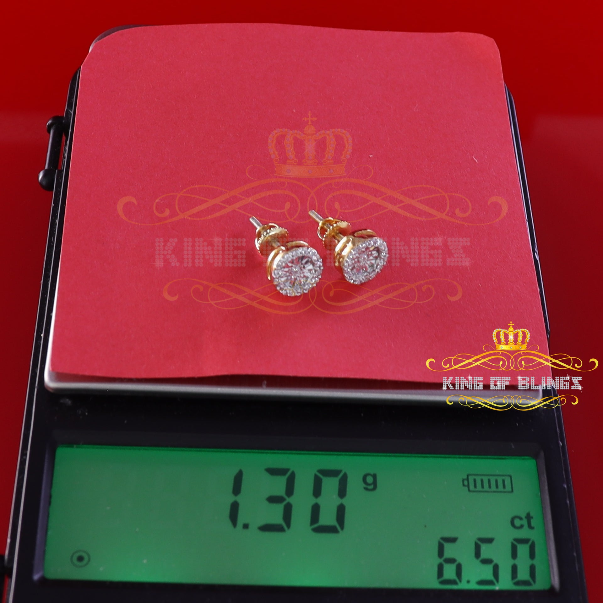 King of Bling's 925 Yellow Silver 1.28ct Cubic ZirconiaFashion Women's/ Men's Round Earrings KING OF BLINGS