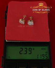 King of Bling's Aretes Para Hombre 925 Yellow Silver 1.22ct Cubic Zirconia Round Women's Earring KING OF BLINGS
