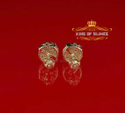 King of Bling's Aretes Para Hombre 925 Yellow Silver 2.0ct Cubic Zirconia Round Women's Earrings KING OF BLINGS