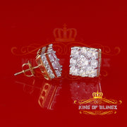 King of Bling's Yellow 2.28ct Cubic Zirconia 925 Sterling Silver Hip Hop Square Ladies Earrings KING OF BLINGS