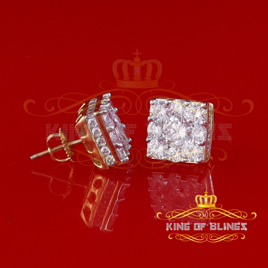 King of Bling's Yellow 2.28ct Cubic Zirconia 925 Sterling Silver Hip Hop Square Ladies Earrings KING OF BLINGS
