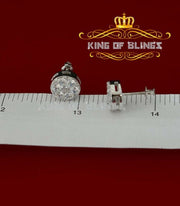 King of Blings- 3.02ct Cubic Zirconia 925 White Sterling Silver Hip Hop Round Earring for Ladies KING OF BLINGS
