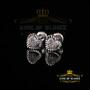 King Of Bling's Aretes Para Hombre Heart 925 White Silver 0.05ct Diamond Women's /Men's Earring KING OF BLINGS