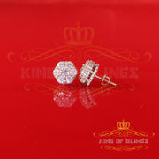 King  of Bling's Men's/Women's 925 Silver Yellow 2.00ct VVS 'D' Moissanite 7 Floral Stud Earrings KING OF BLINGS