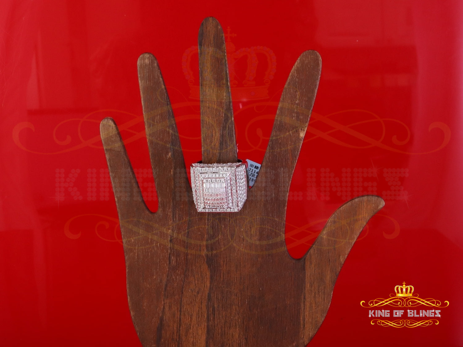 King of Bling's Men's/Womens 925 Silver White 4.00ct VVS 'D' Moissanite 3D Square Rings Size 10 King of Blings