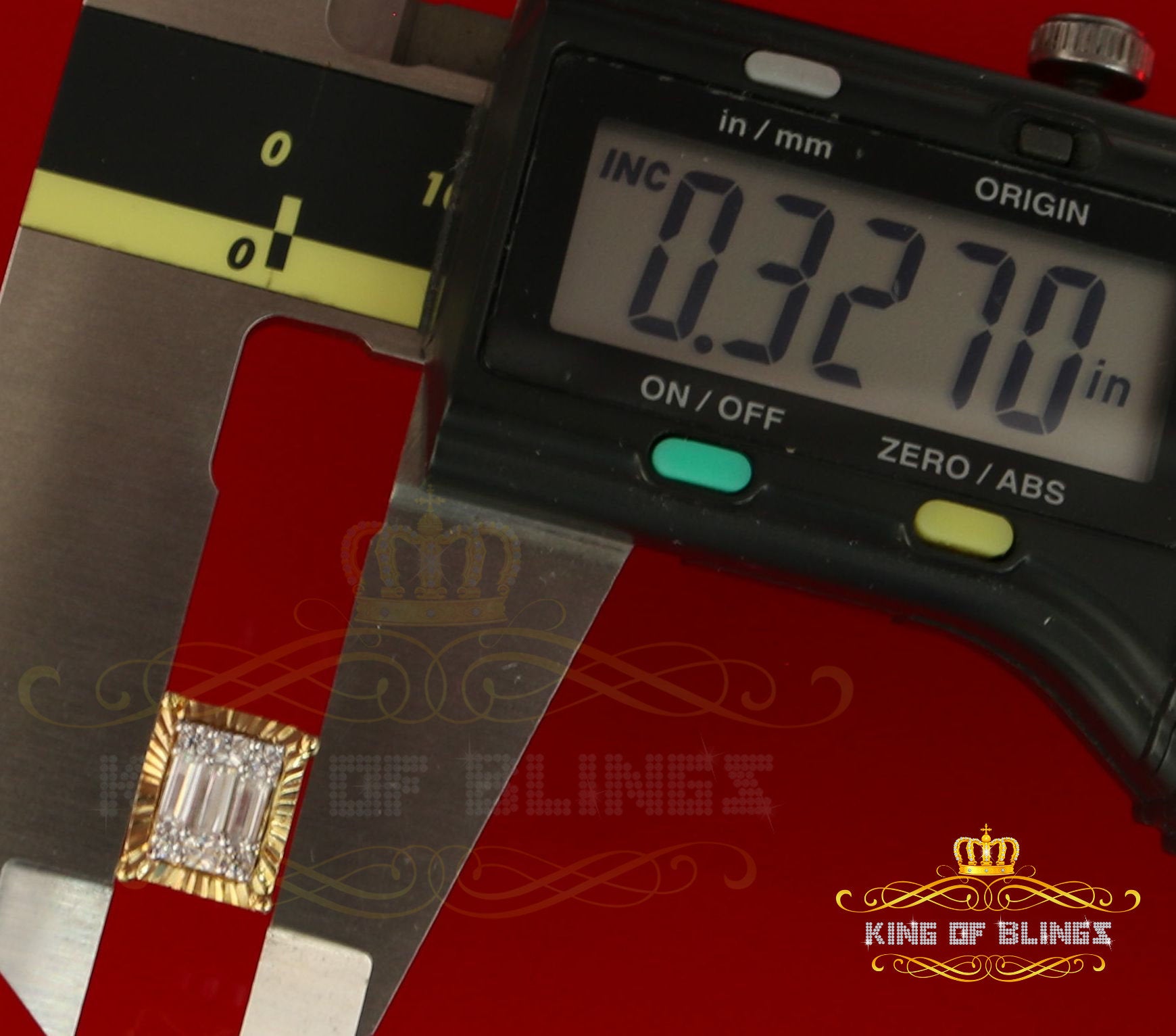 King of Bling's 925 Yellow 0.44ct Cubic Zirconia Silver Women's & Men's Hip Hop Square Earrings KING OF BLINGS