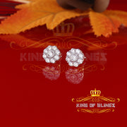 King of Bling's 925 Yellow Silver 2.1ct Cubic Zirconia Women's & Men's Hip Hop Floral Earrings KING OF BLINGS