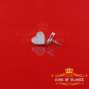 King of Blings- 925 Sterling White Silver 0.84ct Cubic Zirconia Women's & Men's Heart Earrings KING OF BLINGS