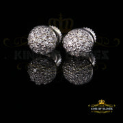 King of Blings- Aretes Para Hombre 925 White Silver 0.64ct Cubic Zirconia Round Women's Earrings KING OF BLINGS