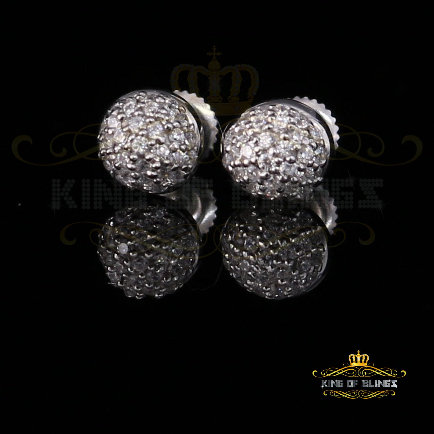 King of Blings- Aretes Para Hombre 925 White Silver 0.64ct Cubic Zirconia Round Women's Earrings KING OF BLINGS