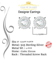 King of Blings- 925 White Sterling Silver 1.07ct Cubic Zirconia Women's Hip Hop Rounds Earrings KING OF BLINGS