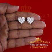 King of Bling's Aretes Para Hombre 925 Yellow Silver 2.68ct Cubic Zirconia Heart Women's Earring KING OF BLINGS