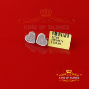 King Of Bling's Aretes Para Hombre Heart 925 White Silver 0.33ct Diamond Women's /Men's Earring KING OF BLINGS