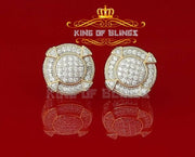 King of Bling's 925 Yellow Sterling Silver 1.46ct Cubic Zirconia Hip Hop Round Ladies Earrings KING OF BLINGS
