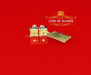 King of Blings-White Silver 1.68ct Cubic Zirconia Yellow Stone Womens/Men's Square Earrings KING OF BLINGS
