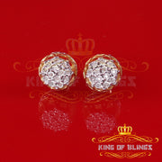King of Blings-0.07ct Diamond 925 Sterling Yellow Silver For Men's & Womens Stud Round Earring KING OF BLINGS