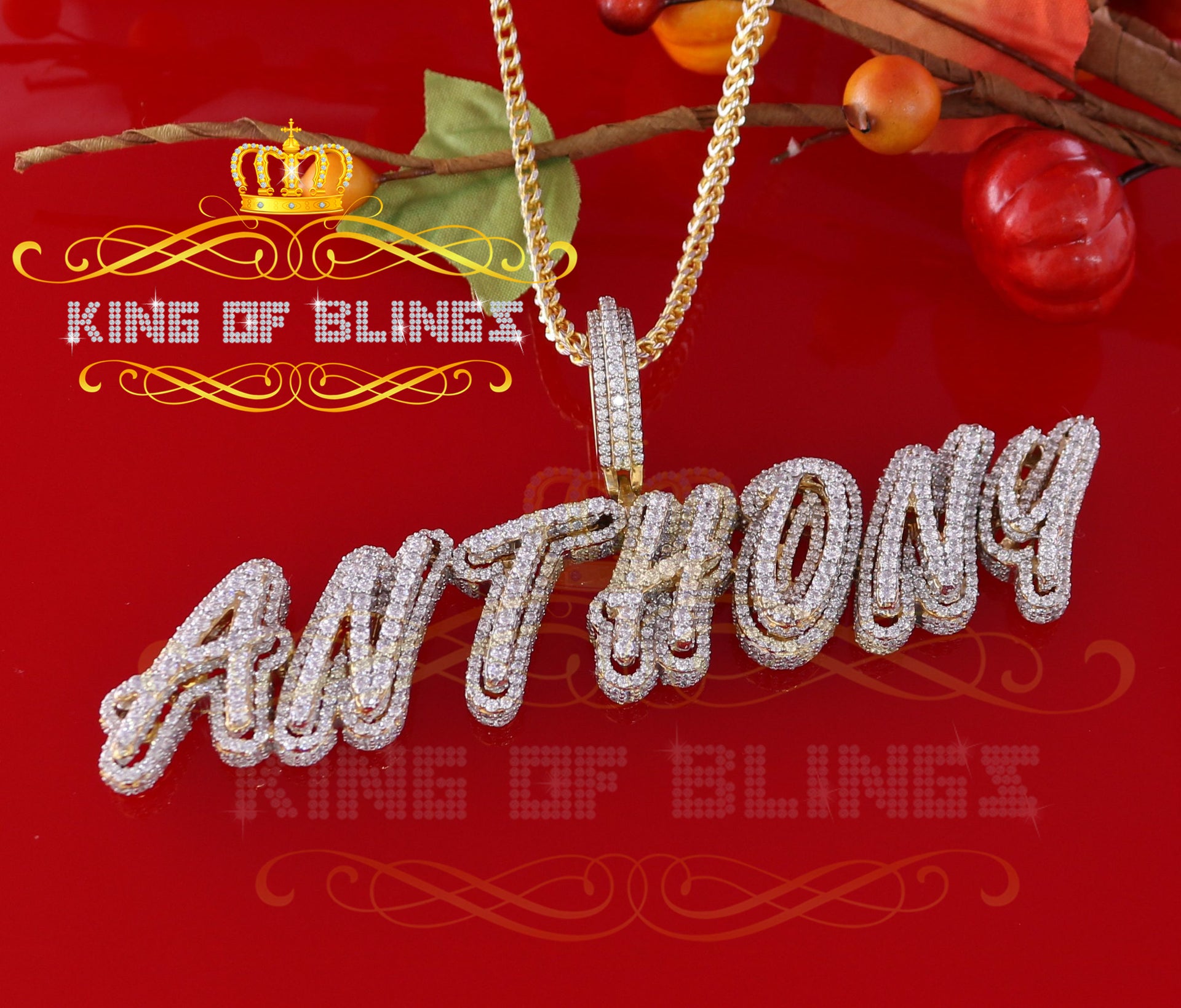 King Of Bling's Make Your Custom Name Design like 'SINE'' 1.00 inch 3D Letter Women's / Men's Initial Necklaces Pendant KING OF BLINGS
