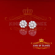 King of Bling's 925 Yellow Silver 2.1ct Cubic Zirconia Women's & Men's Hip Hop Floral Earrings KING OF BLINGS