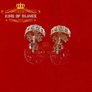 King of Bling's Aretes Para Hombre 925 Yellow Silver 1.98ct Cubic Zirconia Round Women's Earring KING OF BLINGS