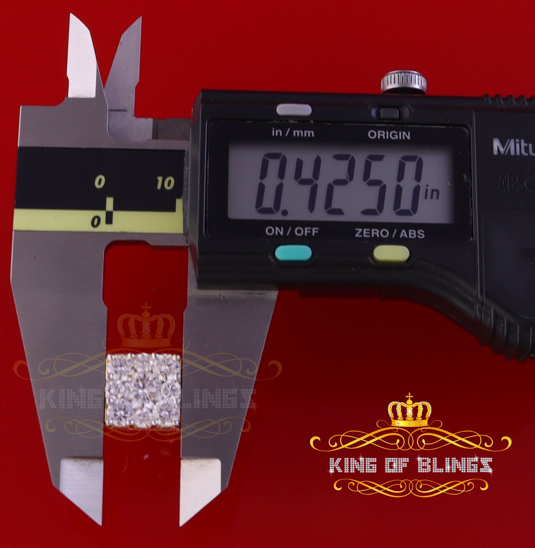 King of Bling's Yellow 2.28ct Cubic Zirconia 925 Sterling Silver Hip Hop Square Ladies Earrings KING OF BLINGS