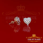 King of Bling's Aretes Para Hombre 925 Yellow Silver 1.64ct Cubic Zirconia Heart Women's Earring KING OF BLINGS