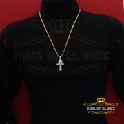 King Of Bling's 4.00ct VVS D Moissanite Yellow Center stone Pear Silver Charm Ankh Mens Pendant KING OF BLINGS