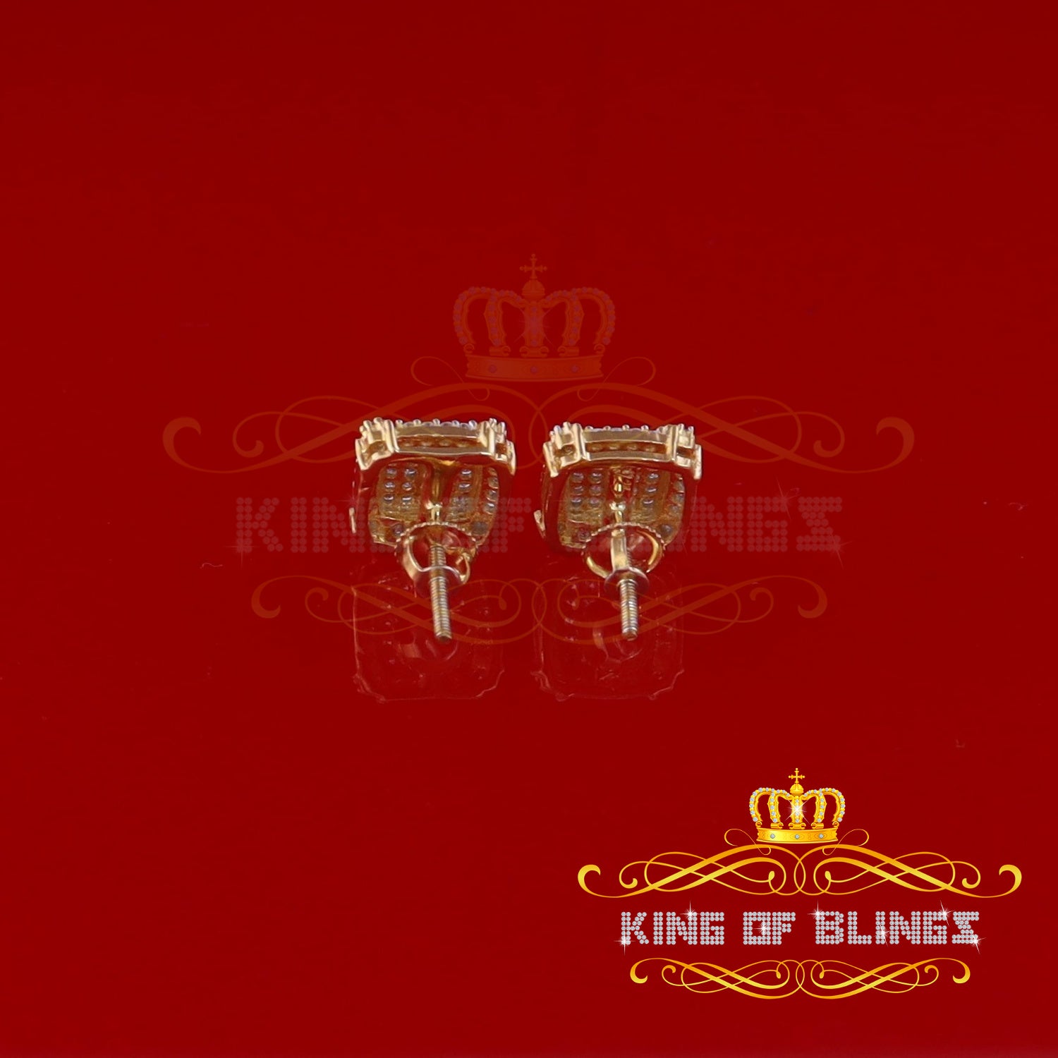 King of Bling's 925 Silver Sterling Yellow 0.72ct Cubic Zirconia Hip Hop Square Women's Earrings KING OF BLINGS