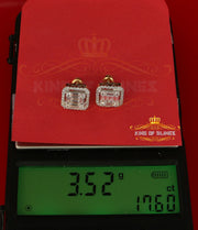 King of Bling's 925 Yellow Silver 0.96ct Cubic Zirconia Women's & Men's Hip Hop Square Earrings KING OF BLINGS