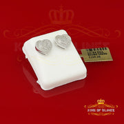 King Of Bling's Aretes Para Hombre Heart 925 White Silver 0.20ct Diamond Women's /Men's Earring KING OF BLINGS