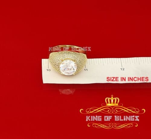 King Of Bling's Sterling Yellow Silver Big One 14.00ct Cubic Zirconia Fashion Round Ring Size 15 KING OF BLINGS