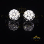 King of Blings- 3.28ct Cubic Zirconia 925 White Silver Women's & Men's Hip Hop Flower Earrings KING OF BLINGS