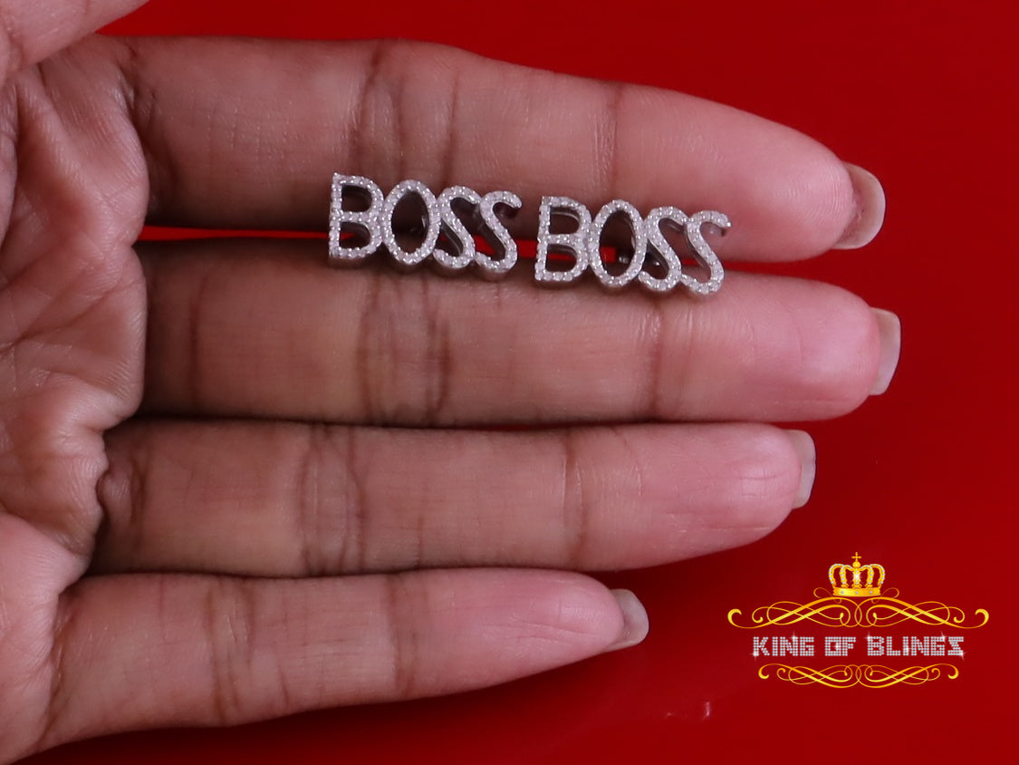 King Of Bling's BOSS Women's Stud Earrings with 0.33 Ct Natural Diamonds in White 925 Silver KING OF BLINGS