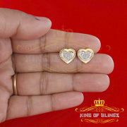 King of Blings-Aretes Para Hombre Heart Yellow Silver 0.25ct Diamond Women's /Men's Earrings KING OF BLINGS