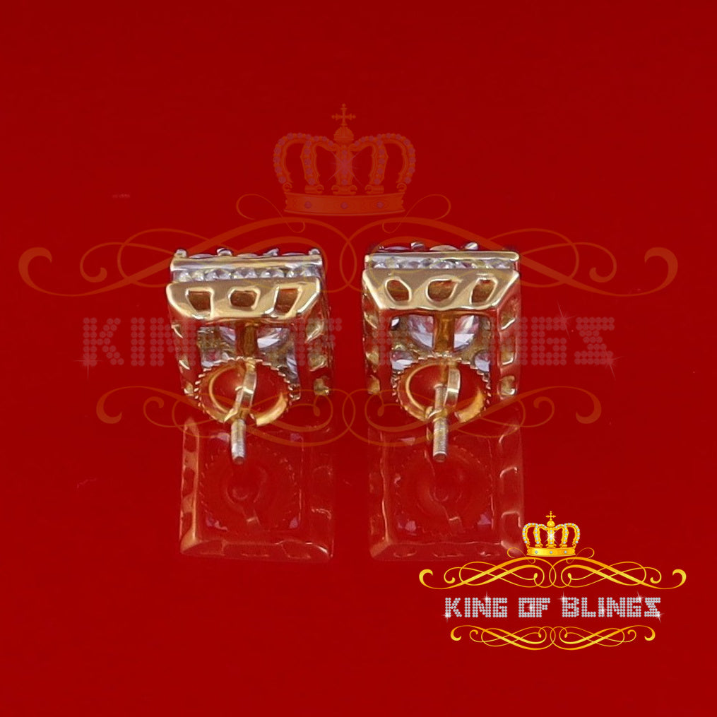 King of Bling's Yellow 2.28ct Cubic Zirconia 925 Sterling Silver Hip Hop Square Ladies Earrings KING OF BLINGS