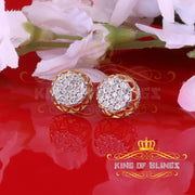 King of Blings-0.08ct Diamond 925 Sterling Yellow Silver for Men's & Womens Stud Crown Earrings KING OF BLINGS