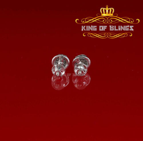 King of Blings- Aretes Para Hombre 925 White Silver 0.64ct Cubic Zirconia Round Women's Earrings KING OF BLINGS