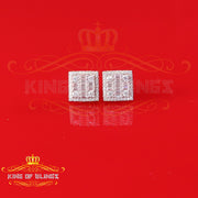 King  of Bling's Men's/Women's 925 Silver Yellow 1.00ct VVS 'D' Moissanite Square Stud Earrings KING OF BLINGS