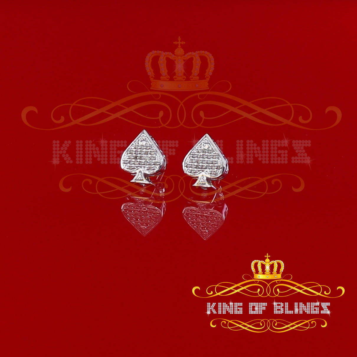 King Of Bling's 925 Sterling Silver White 0.10ct Diamond For Women's / Men's Stud Heart Earring KING OF BLINGS